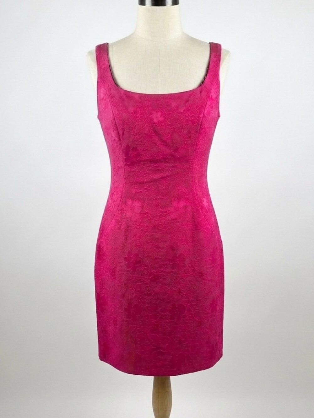 Kristin Davis Floral Jacquard Bright Pink Party Pin Up Sleeveless Dress Size 2
